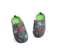Minecraft Zapatillas Grises Slip-On para Niños | Diseño con Estampado de Personajes por Todas Partes | Calzado de Interior Cómodo de Temática de Juegos para Niños | Zapatillas Fácil Uso