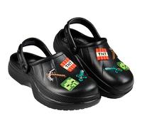 Minecraft Zuecos Niño Piscina con o sin Charms Sandalias de Playa Cerradas Zapatillas Verano con Correa Regalos para Gamers (Negro, 30-31 EU)