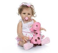 MineeQu 18 Pulgadas 47 cm Lindo Suave Mano Arraigada Cabello Rizado Vinilo de Silicona Cuerpo Completo Reborn Baby Dolls Look Real Preemie Collectible muñeca recién Nacida Lavable para niña