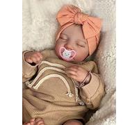 MineeQu 19 Pulgadas Pestañas enraizadas Pelo Pintado Realista Reborn Baby Doll Hecho a Mano en Vinilo de Silicona Cuerpo Completo Anatómicamente Correcto Durmiendo Recién Nacido Muñecas Parece Real