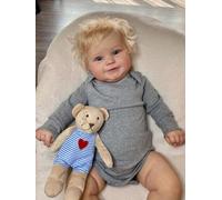 MineeQu 24 Pulgadas Dulce Sonriente Enraizado Cabello Rubio Lifelike Muñecas bebé Reborn parecen y se sienten Reales Realista Muñeca Arte Coleccionable Toddler recién Nacida con Tela ponderado Cuerpo