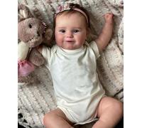 MineeQu 50CM Lifelike Tamaño Real del bebé Cabello enraizado Dulce Sonrisa Muñecas Reborn Silicona Vinilo Cuerpo Completo Realista Recién Nacido Niña Doll Niño Regalo de cumpleaños Set Lavable