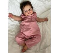 MineeQu 50CM Tan verdaderamente Dulce Sonrisa Talla de bebé, Premie Tacto Suave y Cuerpo tierno, Muñecas Reborn Set de Regalo con Cabello Castaño Arraigado Realista, Dolls Parece Real