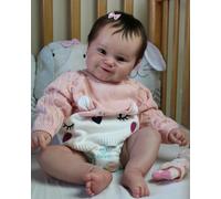 MineeQu Cabello enraizado Muñecas bebé Reborn 50CM Silicone Vinilo Cuerpo Entero Anatómicamente Correcto Sonriente Bebé Recién Nacida Coleccionable Muñeco Arte para niñas Seguro para niños de 3+ años