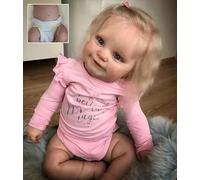 MineeQu Muñecas Reborn Bebe Realista 20 Pulgadas, Niña Sonriente Neonato, Cuerpo Completo Vinilo, Cabello Rubio Enraizado, Ropa Rosa