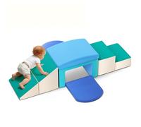MINENICE Bloques de construcción de Espuma, Bloques de construcción Grandes para bebés y niños pequeños, con tobogán, Arcos en Varios tamaños, para Que los niños trepen (Azul Claro-6)