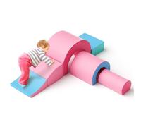 MINENICE Bloques de construcción de Espuma, Bloques Espuma Educativos para Niños, con tobogán, Arcos en Varios tamaños, para Que los niños trepen Diseño Modular y Lavable (Azul Rosa-5)