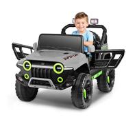 MINENICE Coche eléctrico infantil con batería de 12 V, con mando a distancia, columpio y Bluetooth, coche eléctrico todoterreno con LED y cinturón de seguridad, para niños a partir de 3 años