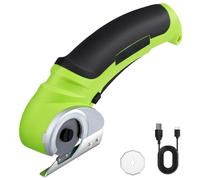 MINENICE Minicortador eléctrico inalámbrico de 4,2 V, cortador de alfombras y cartón con hoja de recambio/cargador, cortador de rodillo para embalaje de cartón, cuero y plástico (verde)