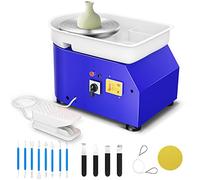 MINENICE Rueda de Cerámica,Eléctrica Máquina de cerámica 350W 25CM con Pedales Y Lavabo Extraíble de ABS Herramienta de formación Arcilla para Hacer Cerámica para Niños, Adultos Y Principiantes(Azul)