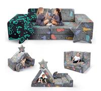 MINENICE Sofá de juegos para niños, sofá cama de espuma de bloques blandos, módulo de combinación de 9 piezas, sofá modular para niños, adecuado para jugar y dormir, sofá de juegos para habitación
