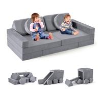 MINENICE Sofá infantil modular, varias combinaciones de bloques blandos, sofá suave para niños, muebles de dormitorio, sofá cama de espuma, bloques de construcción para habitación infantil (gris 14 en