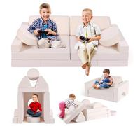 MINENICE Sofá modular para niños, sofá de espuma para manualidades, sofá infantil, muchas posibilidades de juego, adecuado para tumbarse, escalar y sentarse (14 pg, beige)