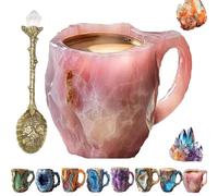 Mineral Crystal Coffee Mugs,Natural Mineral Crystal Coffee Mug,Multi-Colored Crystal Mineral Coffee Mugs,Mineral Crystal Coffee Mugs With Spoon,For Home & Office (E)