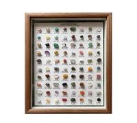 Mineral Identification Kit, Minerals Specimens Raw Gemstones, 10.83x8.86in Classic Rough Crystal Set in Wooden Frame, Versatile Home Decoration, Educational for Women, Men, Collectors