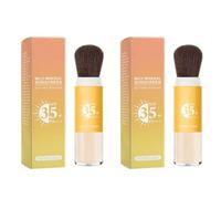 Mineral Polvos De Sol Translucidos Maquillaje, 2 Pieces SPF 35 Sunscreen Setting Powder, Protector Solar Polvo Con Cepillo, Polvos Sueltos Maquillaje Con Protección Solar, Control De Aceite