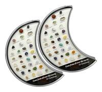 Mineral Specimen Crystal Moon Box Set - Crystal Rock Collection, Mineral Specimen Crystals Moon Box Set, 32 Natural Gem Stones Collection with Lunar Storage Tray, for Kid, Adult Collector (#2pcs)