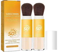 Mineral Sunscreen Setting Powder,Translucent Mineral Brush Powder,SPF 50 Oil Control Sunscreen Setting Powder,Lasting Lightweight Breathable (2pcs)