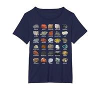 Minerales Gemas y Cristales para geólogos Camiseta, Mujer Tallas Grandes, Azul Marino, 4XL Grande