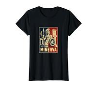 Minerva Romana Diosa De La Sabiduría Athena Arte Camiseta gráfica económica, Mujer, Negro, L