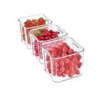 MineSign Paquete de 3 organizadores de refrigerador, divisores de cajones, cubos extraíbles, contenedor de alimentos transparente, caja de almacenamiento para refrigerador, ahorrador de productos para