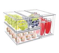 MineSign Paquete de 4 cajones apilables para refrigerador, contenedores extraíbles divididos para guardar productos y organizar el refrigerador, para verduras, frutas, bayas, despensa, gabinete, ropa