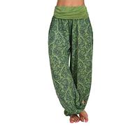 Minetom Pantalones Estilo Hippie Mujer Vendimia Estilo Nacional Pantalones Holgados Bombachos Ocasionales del Hippie Boyfriend Harem Pantalón Verde XL
