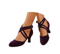 Minetom Zapatos De Baile Mujer Salsa Y Bachata Cerrados Tango Sandalias De Baile De Salon Tacón Alto De Gamuza A Morado 39 EU