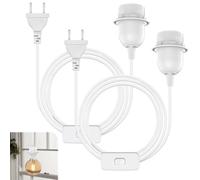 Mineup 2 Piezas Portalámparas E27 con Interruptor, Portalámparas con Cable de 6M, Casquillos E27 con Interruptor, Portalámparas con enchufe para Lámpara Colgante, Luz de Techo y Mesita de Noche