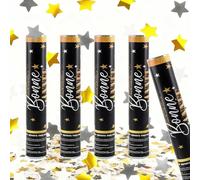 Mineup 4*Cañones de Confeti Multicolor, 30 cm Confeti Cannons Poppers, Canon Confet Cumpleaños, Alcance 3-5 m, Confet Biodegradables, Cañón Confe para Boda, Fiesta, Cumpleaños, Nochevieja