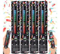 Mineup 4*Cañones de Confeti Multicolor, 40 cm Confeti Cannons Poppers, Canon Confetis Cumpleaños, Alcance 3-5 m, Confeti Biodegradables, Cañón Confeti para Boda, Fiesta, Cumpleaños, Nochevieja