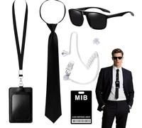 Mineup 4 Piezas Agente Disfraz Accesorios, Servicio Secreto Juego de Disfraces Espía Accesorios, Agente Secreto Disfraz, Accesori de Agent Secret para Hombres Mujeres para Carnaval Cosplay Fiesta