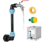 Mineup Adaptador Ibc con cuello de cisne grifo de latón, Doble Grifo de latón De 3/4'', grifo S60 x 6, IBC Cuello de Cisne Grifo de Deposito Agua Lluvia para Deposito Agua 1000 Litros, Barril de Lluvi