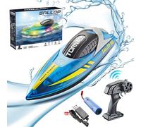 Mineup Barco de Control Remoto, 2,4 GHz Barco Teledirigido, Barco de Carreras de Alta Velocidad, Barco RC con luz LED, Barcos de Carreras, Embarcaciones controladas por Radio para Niños y Adultos