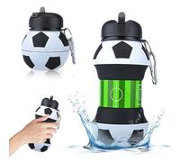 Mineup Botella Agua Silicona Diseño fútbol, 550 ml Botella de Agua Plegable para Niños y Niñas, Sin BPA, Botella Agua Silicona Diseño Deporte para Mochila de hidratación, Bicicleta, Deportiva