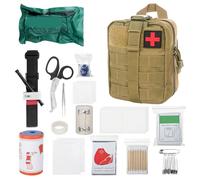 Mineup Botiquín de Primeros Auxilios, 46 Piezas Botiquín Primeros Auxilios Completo, Kit Supervivencia, Tactico First Aid Kit Militar, Bolsa de Emergencia para Hogar, Coche, Camping, Caqui