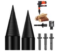 Mineup Broca Divisora de Madera, 32+42mm Taladro Partidor de Madera, Cono de Tornillo Divisor de Mader con 5 Mangos Perforadores, Wood Splitter Drill Bits, para Taladro, Destornillador Inalámbrico