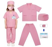 Mineup Disfraz de Medico Niño, 5 Piezas Disfraz de Médico Infantil, Juego de Roles, Juguete de Médico para Kit para niños, regalos educativos para niñas 5 6 7 8 9 10 años,120cm