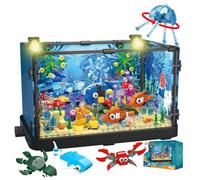 Mineup Juego de Bloques de Acuario, 725 Piezas Bloque De Construcción De Acuario Marino con Luz Led, Que Incluye Medusas Marinas, Peces, Juguete de Animales para niños de 8 a 12 años