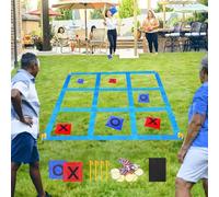 Mineup Juego para Exteriores Tic TAC Toe, Juegos De Sacos De Tiro para Jardín, Tic TAC Toe Bean Bag Toss Jueg, para Jardín, Playa, Camping, Cumpleaños Y Fiestas Al Aire Libre, Diversión Familiar