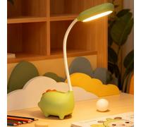 Mineup Lámpara de Escritorio para Niños, Lámpara de Mesa Dinosaurio, Lampara Escritorio Infantil, protección ocular de bajo consumo, 3 Modos, recargable, regalo para niños y niñas, verde