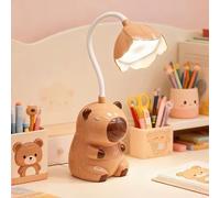 Mineup Lámpara de Escritorio para Niños, Lampara Escritorio Infantil con diseño de dibujos animados y sacapuntas, Flexo escritorio infantil de Capybara, 2 colores, regalo para niños y niñas