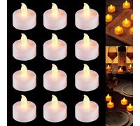 Mineup Luces de Té LED sin llama, 12 Velas LED sin llama con temporizador, velas de té LED, Velas LED, velas led efecto llama para Halloween, bodas, fiestas, decoración, Navidad