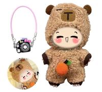Mineup Ropa De Muñeca De 17 Cm, Disfraces para Muñecas, Ropa De Peluche, Ropa De Muñeca, Accesorios De Peluche, DIY Accesorios De Peluche con 1 Sombrero, 1 Mameluco Y 1 Mochila