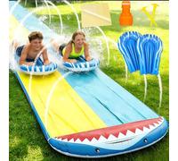 Mineup Tobogán de Agua, 480 x 140 cm Deslizador de Agua con Aceleración Extra, Tobogán de Césped de Verano con Rociador Incorporado, Juguete Acuático para Niños al Aire Libre para Jardines y Césped