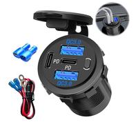 Mineup Toma USB 12V, 108W Cargador Rápido De Coche Dual USB Impermeable, Super Rápido Doble PD3.0 & QC3.0 Múltiples Puertos para Coche para Coches Motos RV Camiones Barcos