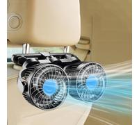 Mineup Ventilador de Coche, 12 V Ventilador del Asiento Trasero del Vehículo, 360° Velocidades De Coche De Doble Cabeza, Velocidades Car Fan continuo para camiones, barcos, SUV, autocaravanas