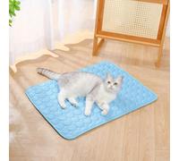 Mineweii Alfombrilla de cama refrescante para perros y gatos, lavable, portátil, 2025, para verano, transpirable, para interiores y exteriores (azul, 24.4 x 19.7 pulgadas)