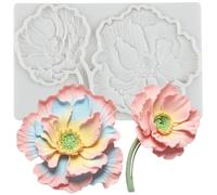 MINFEIDMS Molde de silicona para fondant, diseño de amapola y flores