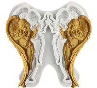 MINFEIDMS Molde de silicona para fondant, diseño de ángel barroco, molde de silicona para alivio de ángel, molde de filigrana esculpido en 3D para decoración de pasteles de azúcar, decoración de